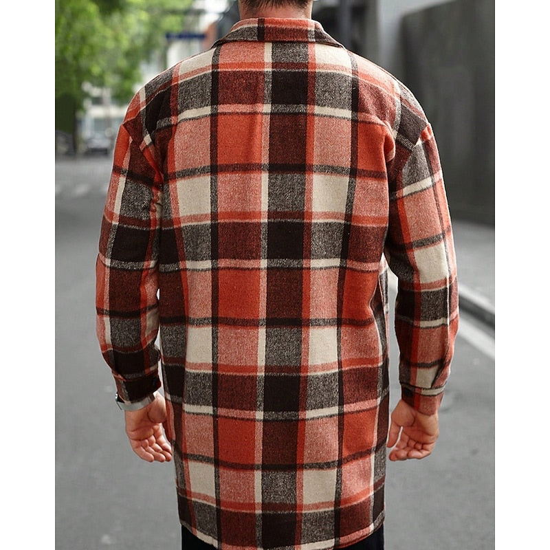 Emmett | Men's Warm Plaid Overshirt – Orange