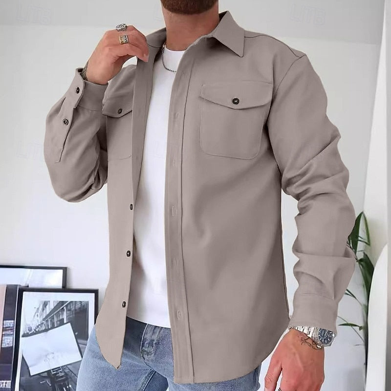 Carson | Men's Relaxed Fit Overshirt – Beige