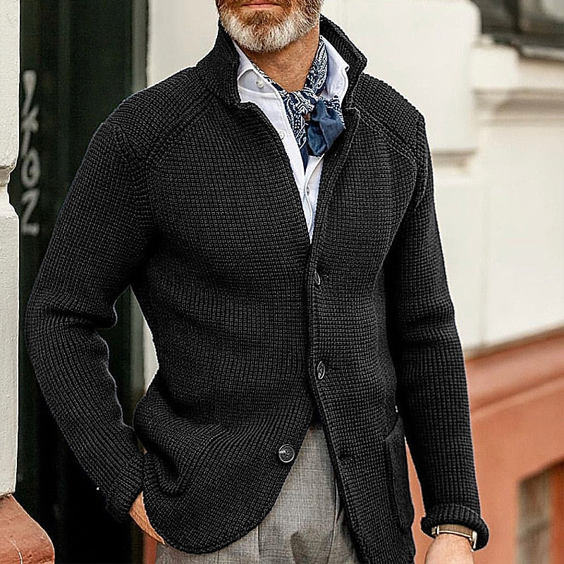 Luke | Men's Stand Collar Cardigan Sweater – Smart Casual Knit Cardigan