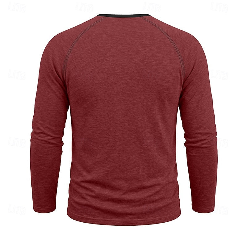 Adam | Men's Long Sleeve Henley Shirt – Classic Button Placket Top