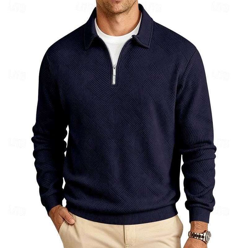 Hank | Men's Collared Quarter Zip Sweater – Textured Knit Pullover
