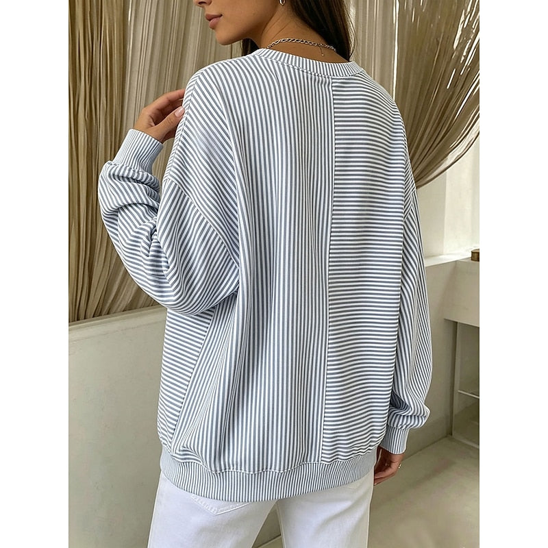 Maeve | Women's Striped Oversized Sweatshirt – Roomy Soft Pullover