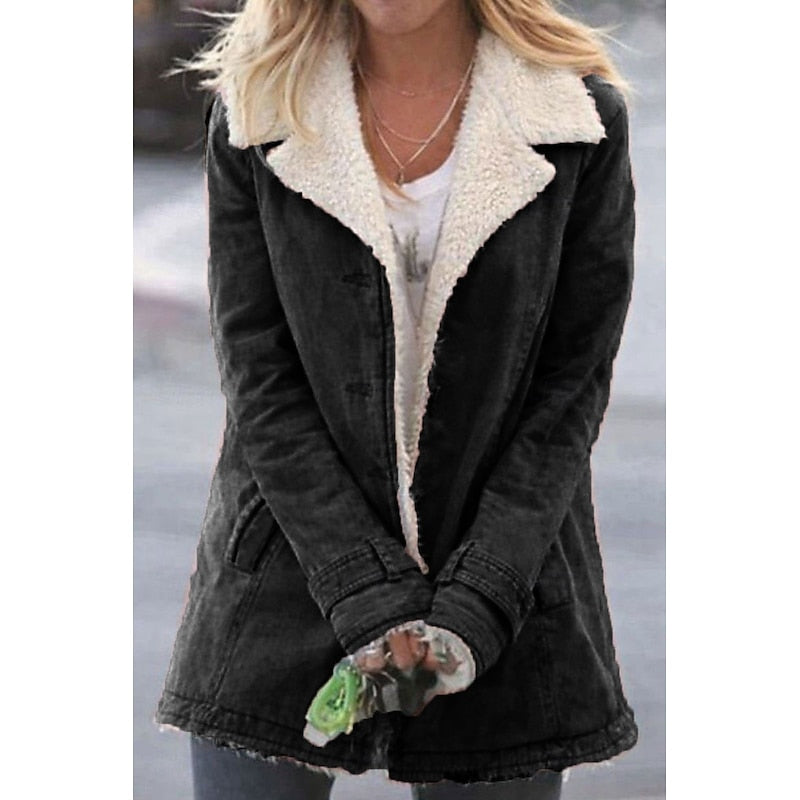 Maya | Women's Sherpa Lined Winter Coat – Black