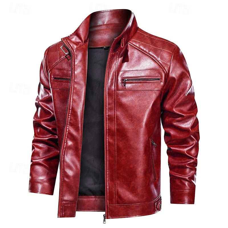 Liam | Men's Leather Look Biker Jacket – Structured Layering Jacket