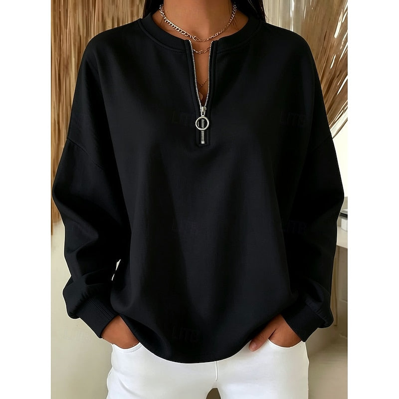 Kendra | Women's Quarter Zip Sweatshirt – Black