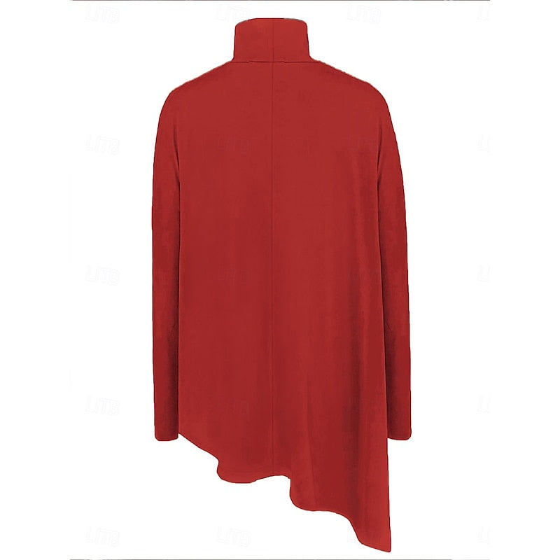 Talia | Women's Draped Turtleneck Knit Sweater – Asymmetric Long Pullover