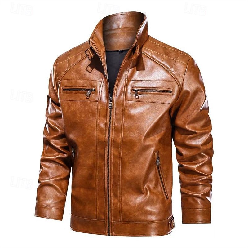 Liam | Men's Leather Look Biker Jacket – Structured Layering Jacket