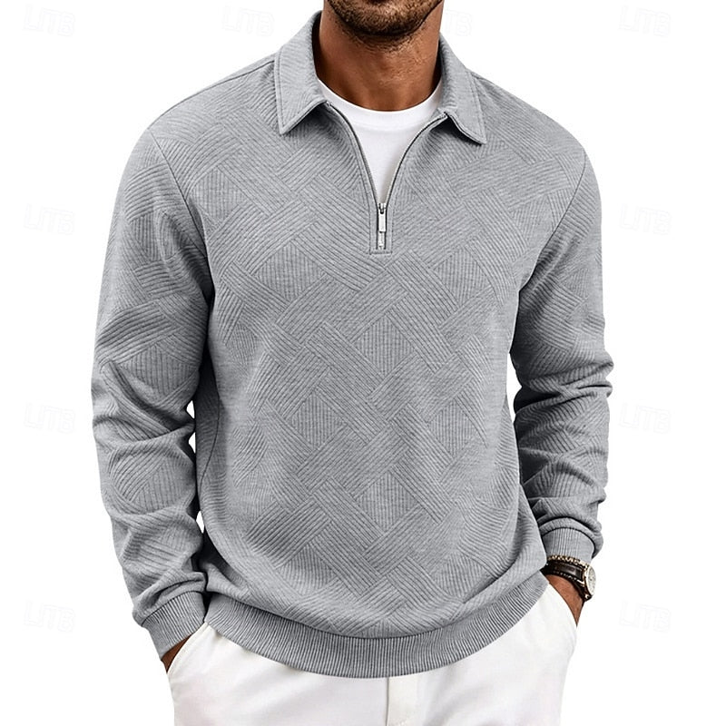 Hank | Men's Collared Quarter Zip Sweater – Textured Knit Pullover