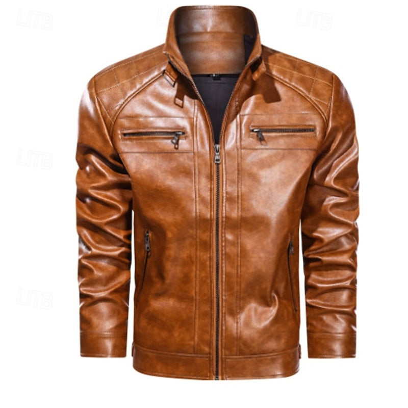 Liam | Men's Leather Look Biker Jacket – Structured Layering Jacket