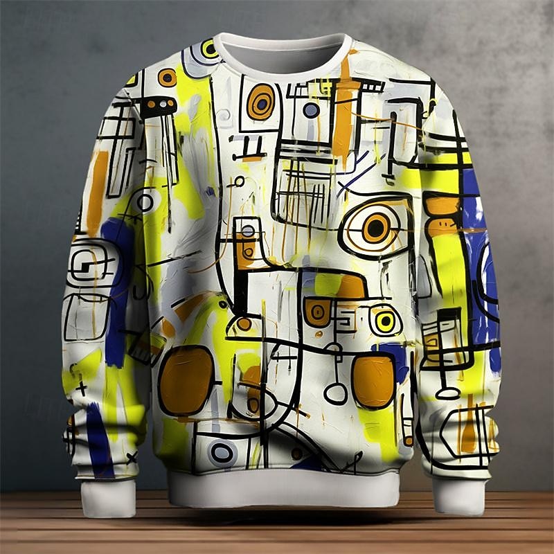 Zane | Men's Art Print Graphic Sweatshirt – Yellow