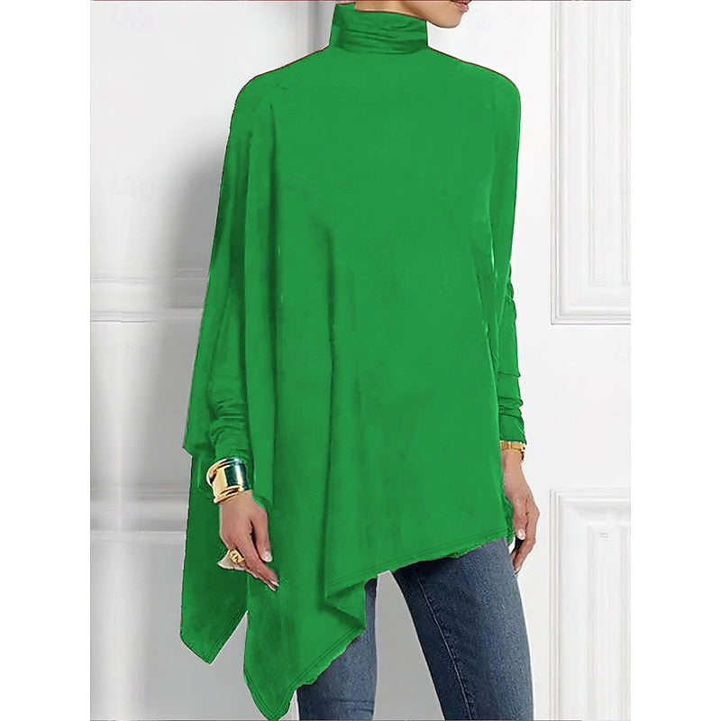Talia | Women's Draped Turtleneck Knit Sweater – Green