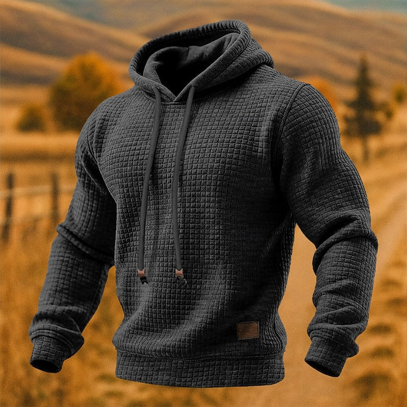 Hank | Men's Textured Pullover Hoodie – Relaxed Fit Sweatshirt