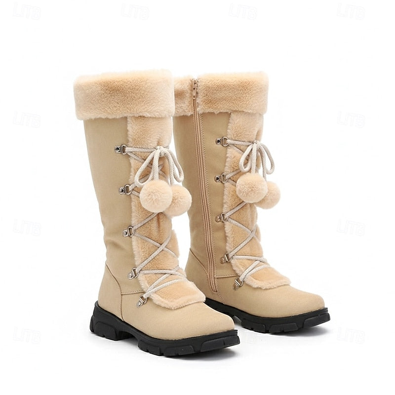 Eva | Women's Lace Up Winter Boots – Beige