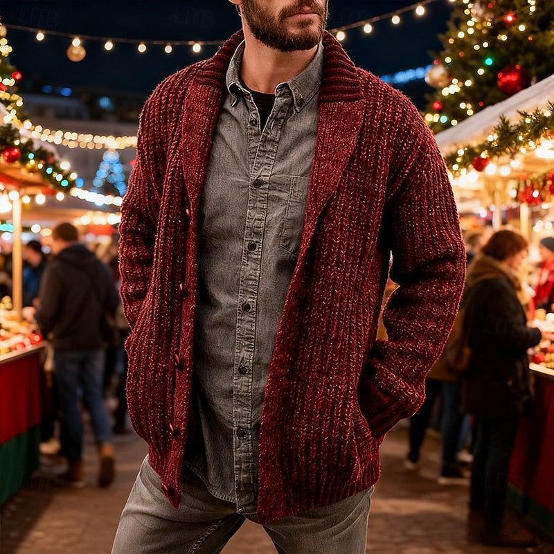 Kane | Men's Shawl Collar Cardigan Sweater – Red
