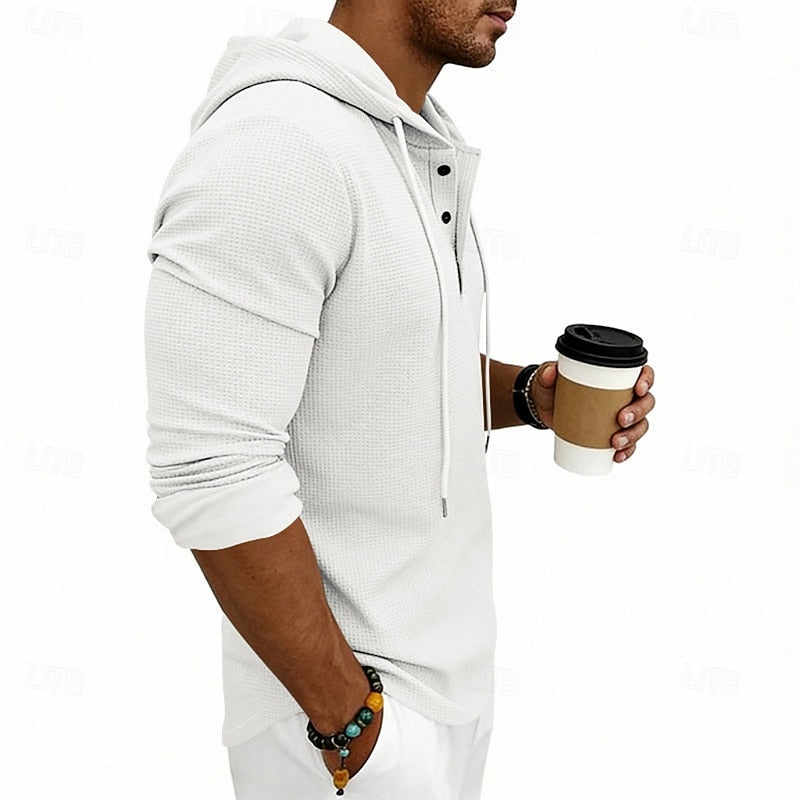 Wyatt | Men's Henley Hoodie – Breathable Relaxed Fit Hooded Shirt