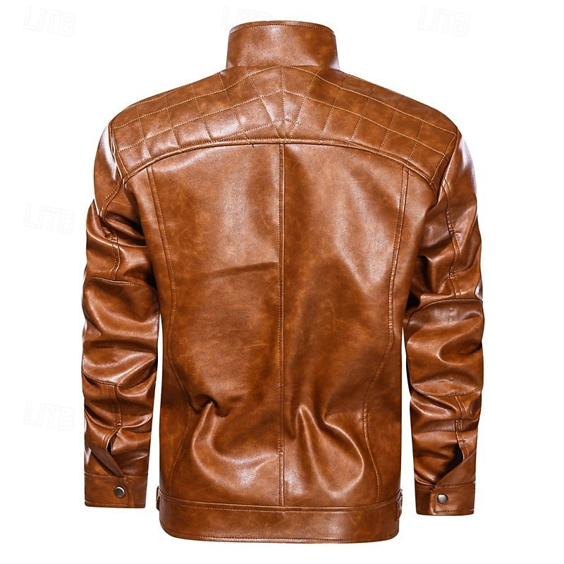 Liam | Men's Leather Look Biker Jacket – Structured Layering Jacket